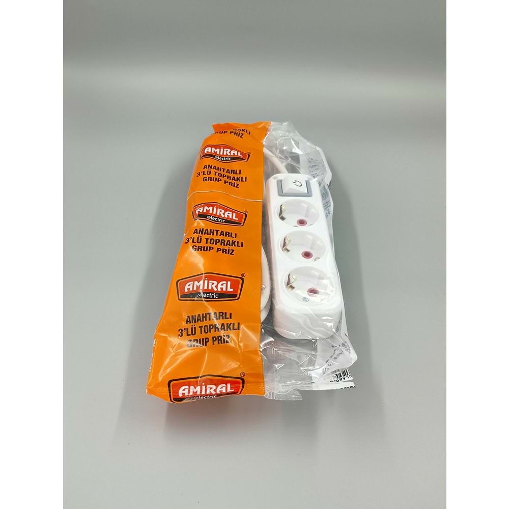 PRİZ ANAHTARLI 5 MT 3 LÜ AMİRAL