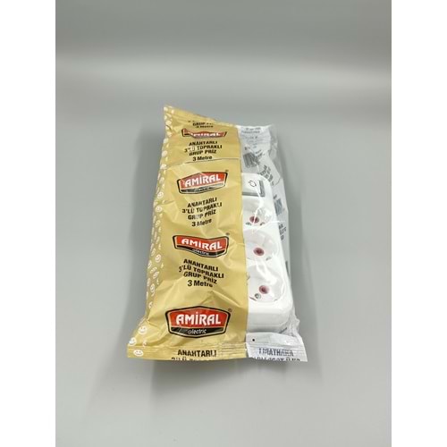 PRİZ ANAHTARLI 3 MT 3 LÜ AMİRAL